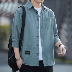 High End, bez prasowania luźna koszula na męską kwartalną kwartalną koszulę roboczą dla męskiej odzieży Koreańska wersja trend 1/2