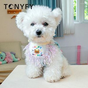 Hundkläderparti Bib Pet Birthday Saliv Thandduk Puppy Triangle Scarf Cats Small Bibs Söta Tassel Cartoon Mönster Tillbehör