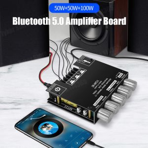 Amplifier ZKMT21 50Wx2+100W 2.1Channel Bluetooth 5.0 Hifi Subwoofer Amplifiers Board C50L Audio Stereo Amplifier Board Bass AMP AUX input