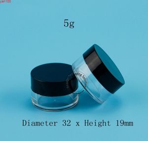 50pcslot Promotion 5g Plastic Cream jars Small Sample Container 5ml With Black Cap Empty Mini Refillable Cosmetic Bottlesgood qut8654313