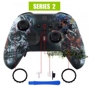 Fall Extremerat Tiger Skull Soft Touch Faceplate Front Housing Shell Replacement Kit för Xbox One Elite Series 2 Controller