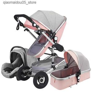 Kinderwagen# hohe Landschaftsbaby Kinderwagen 3-in-1 mit Autositzen Pink Baby Kinderwagen Luxus Station Wagon-Kinderwagen Autositze und Baby Kinderwagen Q240413