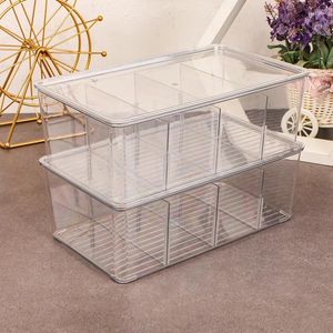 Storage Bottles Plastic Box With Lid Partition Transparent Toy Sorting Stationery Cosmetics Underwear And Miscellaneous