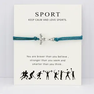 Charm Bracelets Field Hockey Card Volleyball Baseball Softball Basketball Soccer Tennis Sports Jewelry Women Boy Men Gift