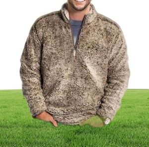 Men's Sweaters Men Winter Sherpa Sweater 1/4 Zipper y Pullover Plus Size 3XL Streetwear Tops Casual Teddy3865380