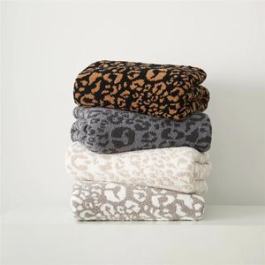 Coperte a maglia stampa leopardo inverno inverno in finta pelliccia in pelliccia a piatto da letto a piattaforma soffice lancia per adulti