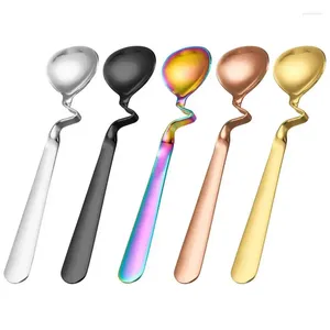 Spoons Stainless Steel S-Shaped Cup Spoon Curve Shape Elegant Design Coffee For Families Friends Kids Kitchen Tool