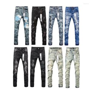 Frauenhose lila Marke Jeans American High Street Hole Patch Trend Retro gerade stilvoll und schlank