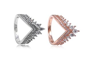 Clear CZ Diamond Princess Wish Ring Set for 925 Sterling Silver CZ Rings Women Girls Wedding Crown Rings2615076のオリジナルボックス