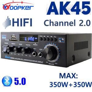 Förstärkare Woopker HIFI Digital Audio Amplifier Channel 2.0 Bluetooth amp AK45 för hemhögtalare 350W+350W Support 90V240V