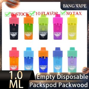 Yeni Packspod Packwoods Paketleri Runtz Runty Elektronik Vape Sigaralar 1.0ml Boş Tek Kullanılabilir Boş Kalemler Şarj Edilebilir Cihaz Pods 380mAH E-Cigetettes 10 Flavors