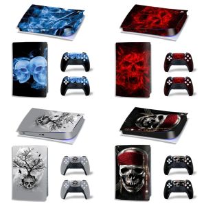 Stickers For PS5 Digital Edition Console and 2 Controllers Skin Sticker Skull Design Protective Vinyl Wrap Cover Full Set