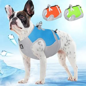 犬の夏の冷却ベスト犬ハーネス小さな中程度のラグレ犬調整可能な反射ベストクイックリリースペットクールジャケット240411