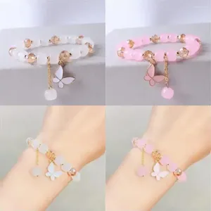 Charm Bracelets Colorful Ceramic Crystal Beaded Handmade Butterfly Stretch For Kids Girl Friendship Jewelry Gifts B8N6