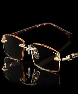 Solglasögon Fashion Luxury Designer Reading Glasses Rimless Diamond Cutting Frame Reader Men Women Presbyopia AntiBlue Ligh8441249