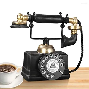 Dekoracyjne figurki vintage Telefone Decor Old -Fashed Cordowe telefony na półki żywiczne domowe sali rzeźby w stylu retro w stylu retro