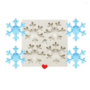 Baking Moulds Christmas SnowFlake Shaped 3D Silicon Chocolate Jelly Candy Cake Bakeware Mold DIY Pastry Bar Ice Block Soap Mould Tools