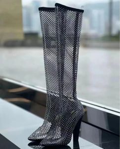 951 Womens Ladies Crystal Party Shoes Fashion Sexy Over the Knee Female High Heels Rhinestone Thigh Boots Woman 240407 211