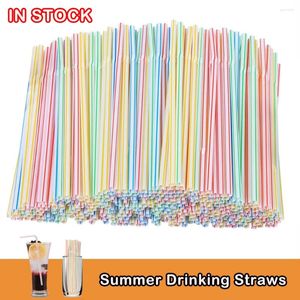 Disposable Cups Straws 10-100PCS Colorful Drinking Plastic Straw Milk Tea Bar Party Wedding Kitchen Home Accessories Beverage