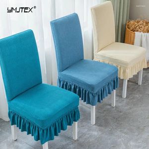 Chair Covers Nordic Solid Color Slipcovers For Dining Room Elastic Jacquard Thicken Polar Fleece Protector