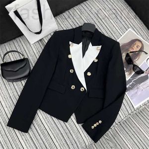 Women's Suits & Blazers Designer 2024 Spring Fashionable and Versatile Rose Buckle Design with Contrast Color Flip Collar for Women's Suit Coat 1S1S