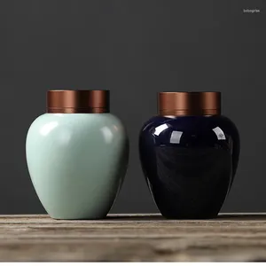 Storage Bottles European Ceramic Sealed Tea Multi-functional Aluminum Cover Nuts Coffee Beans Medicinal Materials