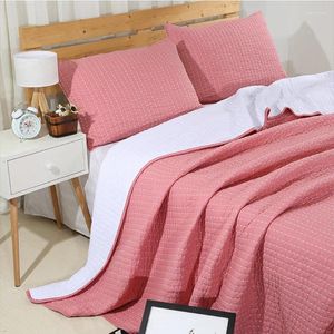 寝具セット綿の手作りピンクのキルティングベッドカバーベッドカバーキルトセットシート3 PCS格子価格の豪華なベッドスプレッド快適なブランケットキット