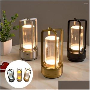 Nachtleuchten LED -Tischlampe Schrittlesses Dimmen verstellbarer Flicker wiederaufladbar kabellose moderne Schlafzimmer Schreibtisch Drop Lieferung Dhoft