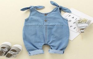 Baby Rompers Neworn Girls One Piece Piece Prompsuits Navy Jean Infantil Bebes Playveless Playvels 018 месяцев детские детские комбинезоны 76707806