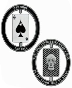 Rotertable America Police Swat Bullet Ace of Spades Skull One Shiot One Kill Challenge Coin Art Collection Gift2317661