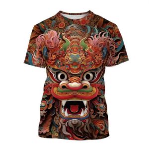 Animal Tiger Snake Totem 3D Print T-shirt Malarstwo Fox Cow Graphic okrągła szyja krótki rękaw