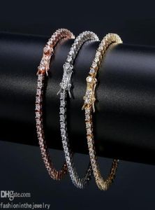 Pulseira de gangrenta de tênis de diamante para mulheres Presente de jóias de luxo 3 4 5 6 mm 7 polegadas Moda de zircão Bangles de cadeia Men90722219