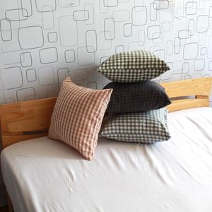 Pillow Washed Cotton Simple Plaid Pure Throw Cover Without Core