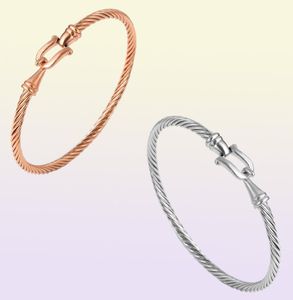 Modeschmuck Rosegold Silber Farbe Manschette Armbänder Charm Edelstahl Dünner Kabeldraht Pulseira Schmuck Armbänder für Frauen5085638