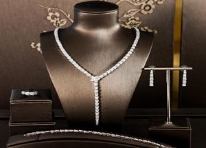 Enkel koppar zirkon fyrstycke uppsättning av brudsmycken populära smycken i Europa guldplätering färgskydd brudtillbehör5027021