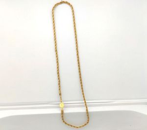 Repkedja halsband ansluta fast fin gul 18ct thailändsk baht gf guld 3mm tunt snitt kvinnor50 cm 20inch7619510