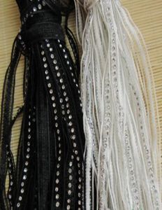 13mm Vintage White and Black Diamond Embroidered Lace Ribbon Fabric Handmade DIY Wedding Dress Lace Trim Sewing Craft 10 yardsset4427927