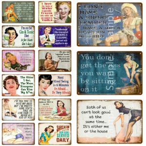 Kitchen Decor Sexy Beauty Tin Sign Vintage Retro Man Cave Wall Decorative Tin Plate Painting Bar Pub Pin Up Girl Poster YL075
