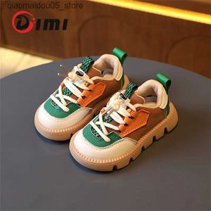 Sneakers DIMI 2023 Autumn New Childrens Shoes Pu Leather Childrens Sports Shoes Infant and Toddler Shoes Comfortable Soft Boys and Girls Casual Shoes Q240413