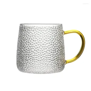 Mugs Embossed Japanese Mug Heat-resistant Household Hammer Glass Set Vertical Stripe Flower Tea Milk Cup Coffee