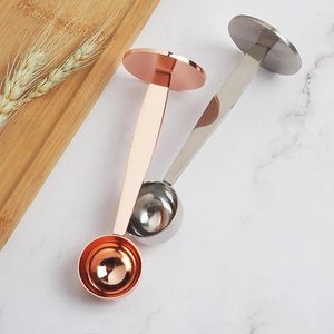 Coffee Scoops 2 In 1 Stainless Steel Scoop Tamper Press Powder For Measuring Grinding Home Office