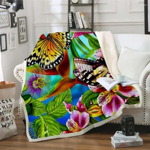 Decken Plstar Cosmos Bunte Schmetterling Insektendecke 3D-Druck Sherpa auf Bett Kinder Mädchen Blume Home Textilien Traumartige Stil-5