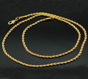 18 тыс. Реальное золото, покрытое из нержавеющей стали веревочной, ожерелье для мужчин Золотые цепочки модные ювелирные украшения1365215