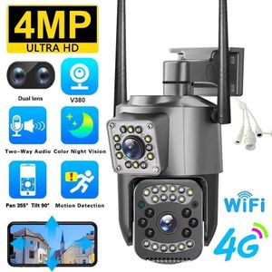 IP -kameror V380 WIFI IP -kamera 4G SIM -kort Audio CCTV Surveillance Outdoor Digital Cam Night Vision Wireless Waterproof Dual Lens Kameras 24413