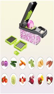 Fruktgrönsaksverktyg 13in1 Chopper Multifunktionell mat S Lök Slicer Cutter Dicer Veggie med 7 blad 2211112498207
