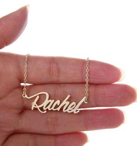 Custom Women 18k gold plated personalized Name Necklace quot Rachel quot Stainless Steel Personalized Pendant letters Nameplat7809620