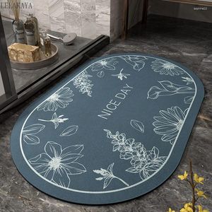 Bath Mats Modern Water Absorbent Carpet Non-slip Entrance Bathroom Doormat Quick Drying Rug Home Easy To Clean Toilet Oval Mat