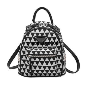 School Bags 2022 Canvas Trendy Version Fashion Contrast Lattice Ins Texture Travel Backpack Women