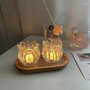 Ljushållare tulpan form glashållare unikt för bröllop dekoration ljusstake romantisk kandelabros nordisk stativ