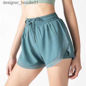 Kvinnors shorts Lu Women Sports Yoga Shorts Outfits Hög midja Sportkläder Handring Fitness Wear Short Pants Girls Running Elastic With Inner Foder Al-7957 C240413